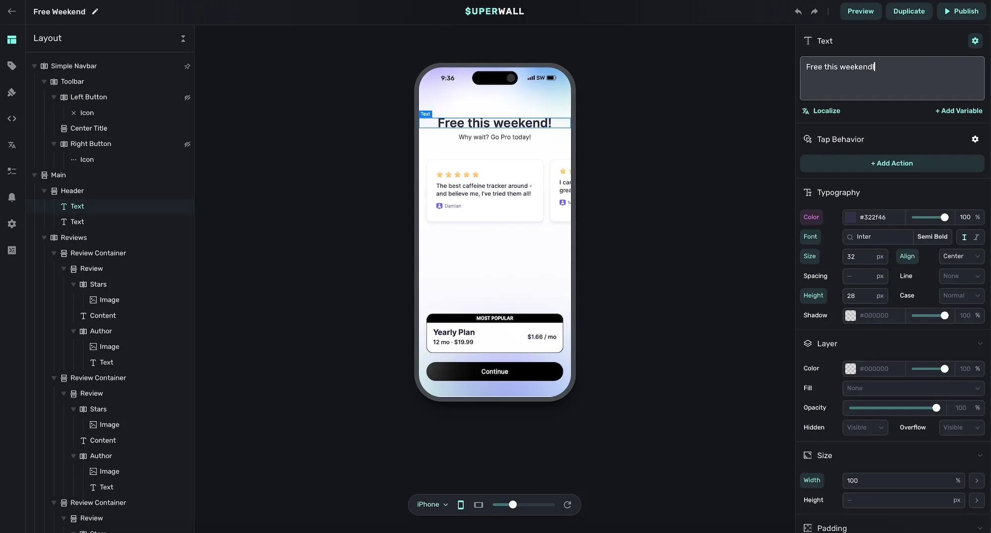 A paywall used in a navigation stack