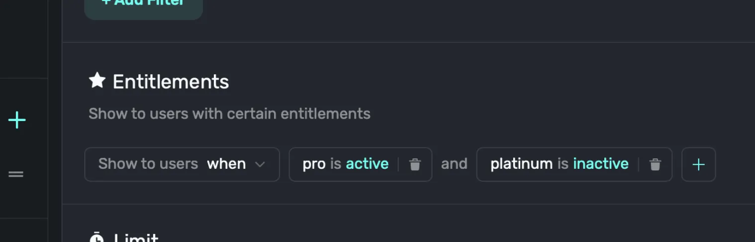 Creating filters using entitlements