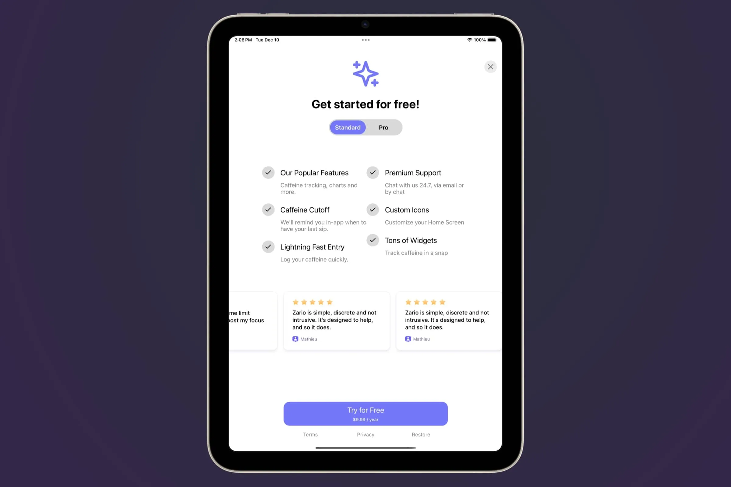Our paywall tailored to iPad