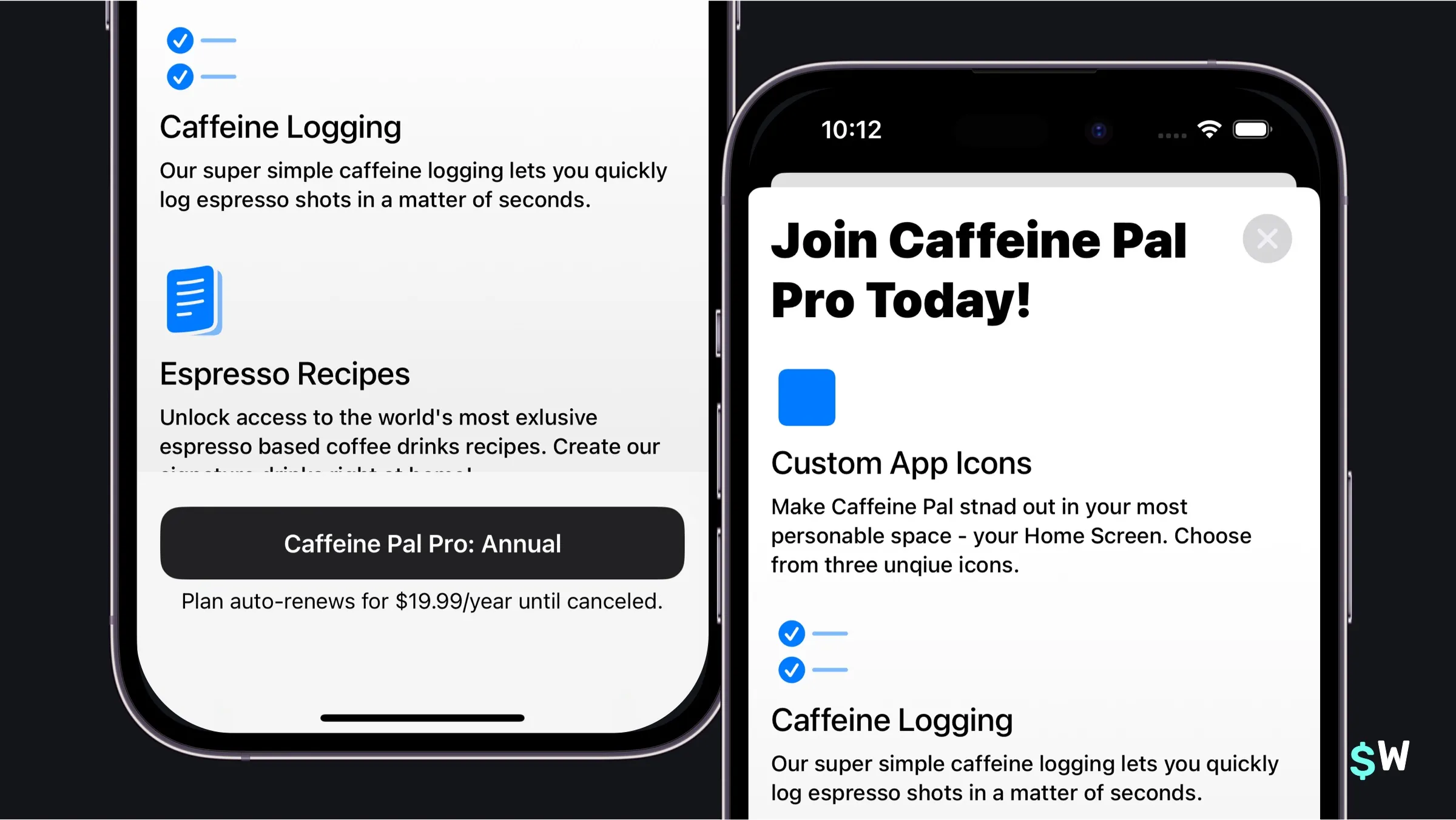 The subscription view in action, using existing paywall code.
