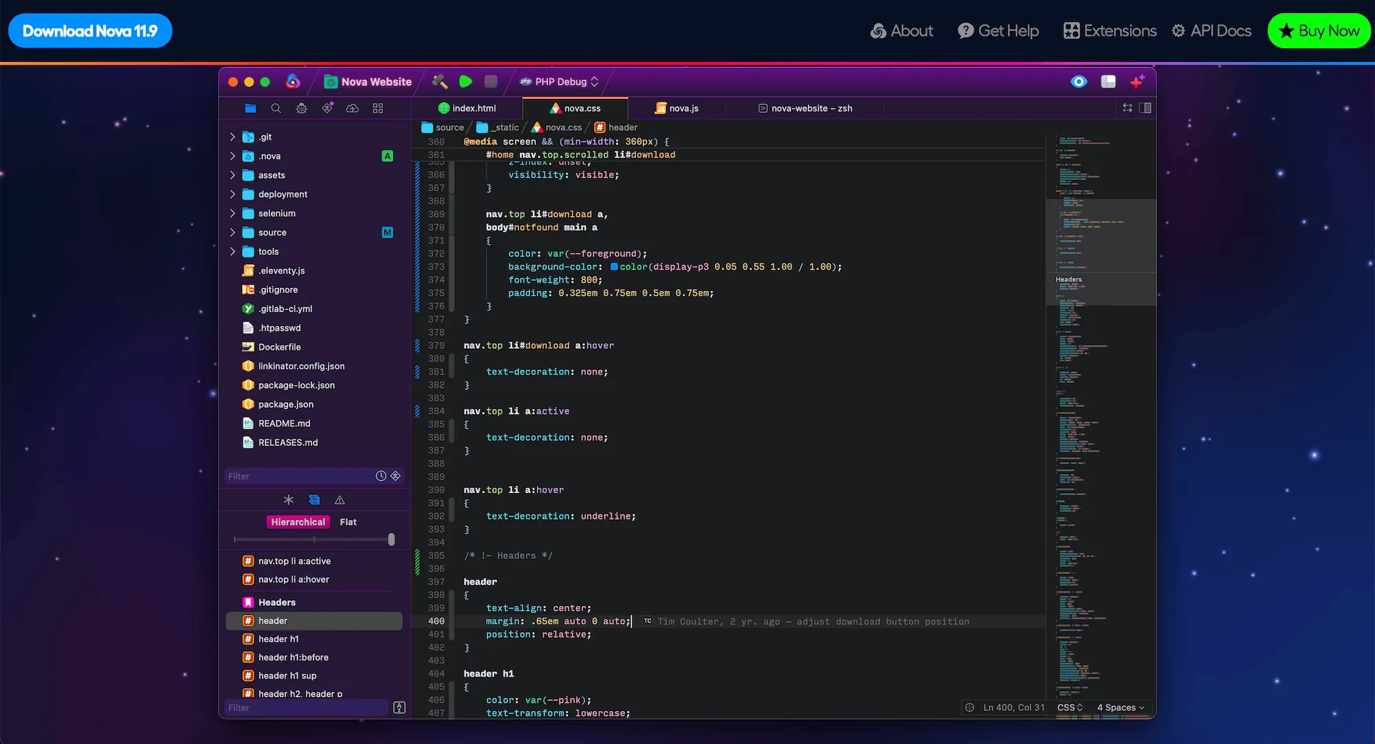Nova on macOS