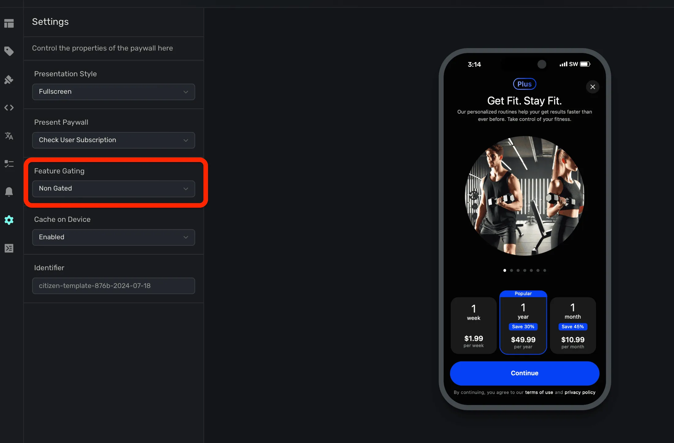 Toggling feature gating within Superwall
